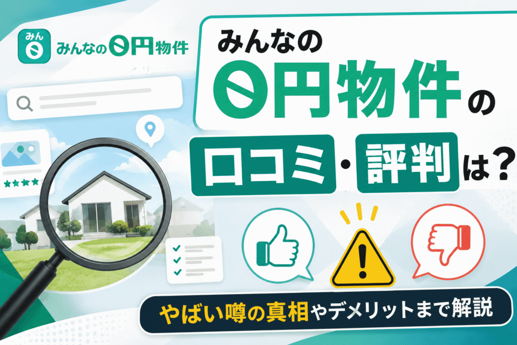みんなの0円物件の口コミ・評判は？やばい噂の真相やデメリットまで解説