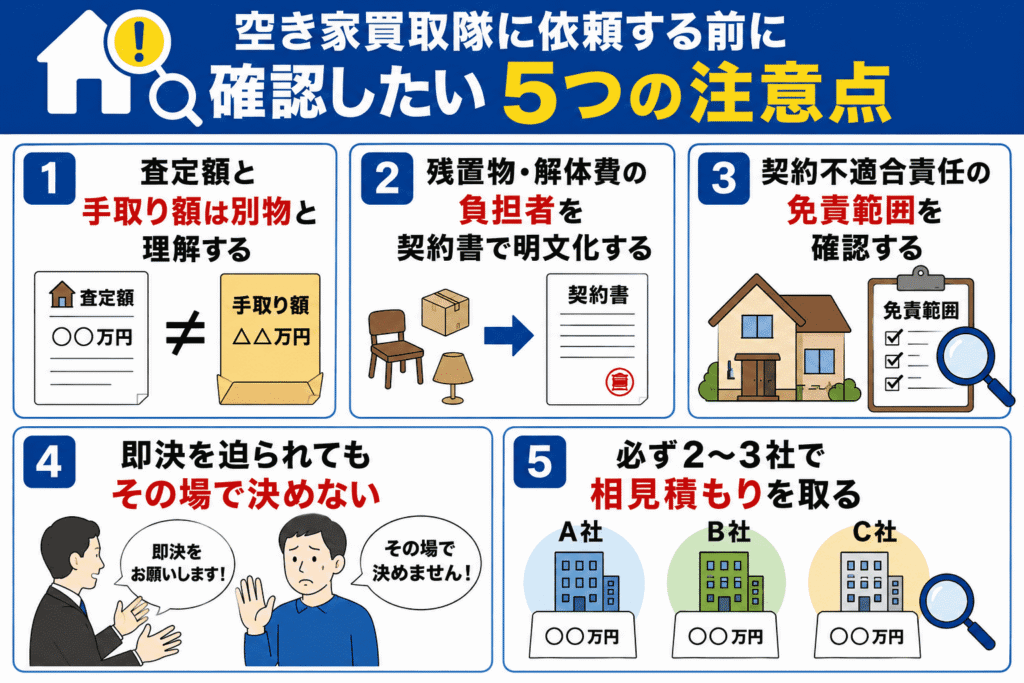 空き家買取隊に依頼する前に確認したい5つの注意点