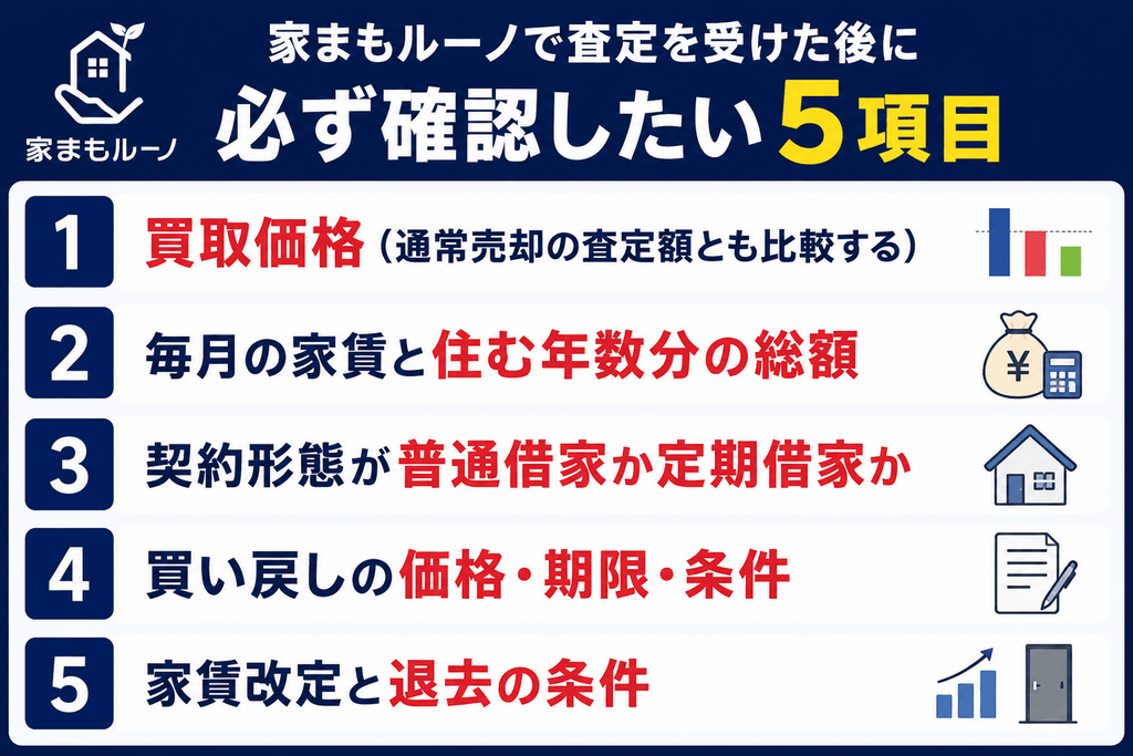家まもルーノで査定を受けた後に必ず確認したい5項目