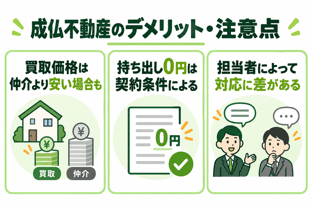 成仏不動産に買取に出すデメリット・注意点