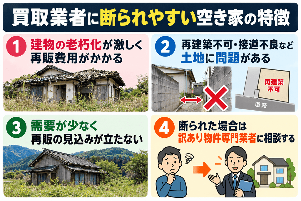 買取業者に断られやすい空き家の特徴